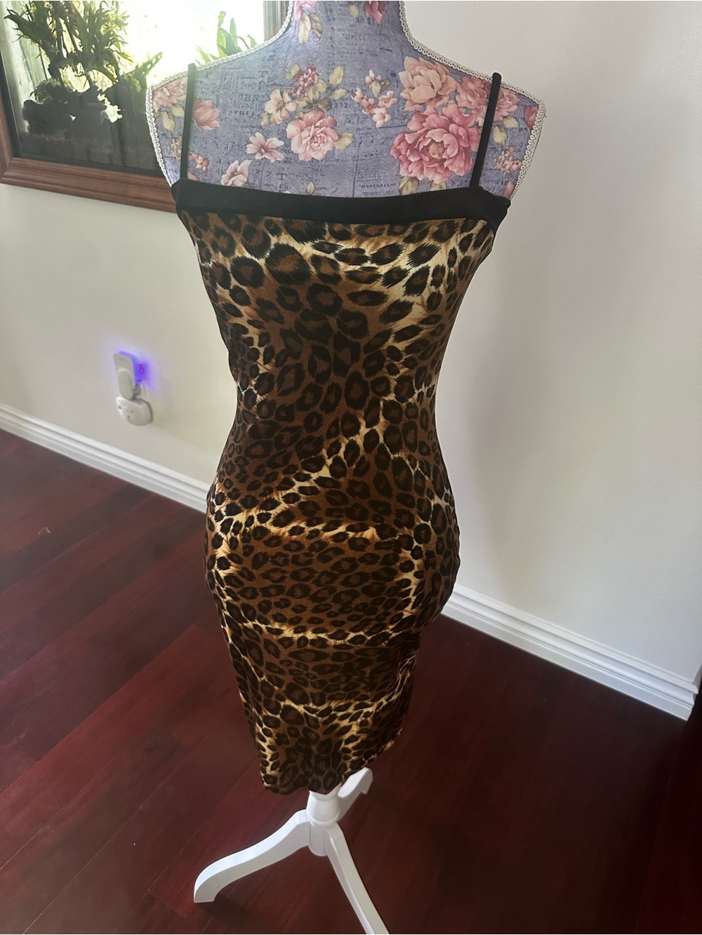 Leopard Print Slip Dress - Brown & Black